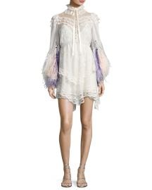 Feather-Embellished Lace Mini Dress  Marc Jacobs at Bergdorf Goodman