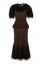 Feather-Embellished Metallic Peplum Dress by Michael Kors Collection at Moda Operandi