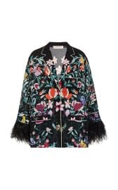 Feather-Embellished Silk Pajama Shirt By Valentino at Moda Operandi