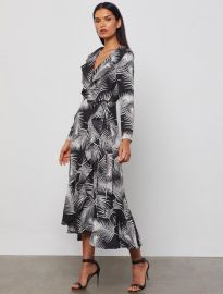 Feather Print Wrap Dress by Bcbgmaxazria at Bcbg