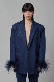 Feather Trim Denim Jacket CHRISTIAN COWAN at Christian Cowan