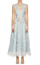 Feather-Trimmed Beaded Silk Cocktail Dress  J Mendel at Barneys