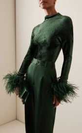 Feather-Trimmed Dolman-Sleeve Velvet Top By Lapointe at Moda Operandi