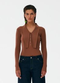 Feather Weight Ribbed Allonge Collar Sweater ndash at Tibi