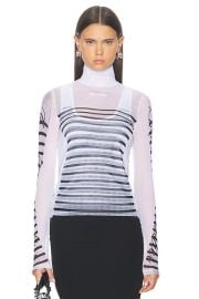 Feathers Mariniere Printed Mesh Long Sleeve Top at FWRD