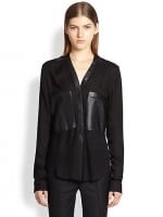 Feathery leather pocket tee by Helmut Lang at Saks Fifth Avenue