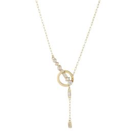 Federica Gold Circle Lariat Necklace by Bonheur Jewelry at Bonheur Jewelry