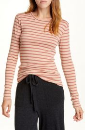 Feeder Stripe Long Sleeve Pima Cotton Blend Top at Nordstrom