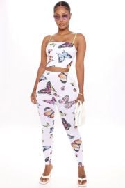 Feeling The Butterflies Pant Set - Whitecombo Fashion Nova Matching Sets Fashion Nova at Fashion Nova