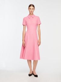 Feliciana Dress In Pink Sorbet Single Wool Crepe Emilia Wickstead Over The Moon at Over The Moon