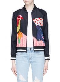 Felisa Bird and Plant Print Silk Bomber Jacket by Alice + Olivia at Lane Crawford