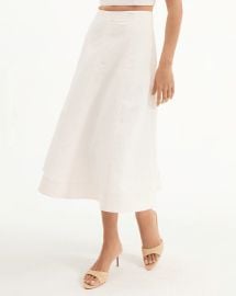 Fellini Jacqaurd Midi Skirt in White at Veronica Beard