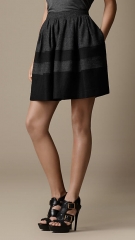 Felted Colour Block Skirt at Burberry