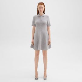 Felted Wool-Cashmere Babydoll Polo Dress at Theory