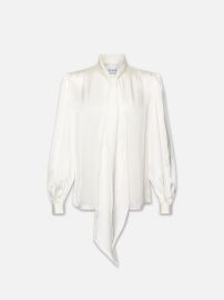 Femme Tie Neck Blouse in Off White FRAME at Frame