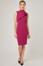 Femme de Carriere Front Ruffle Dress in Magenta at Femme de Carriere