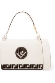 Fendi - Kan I flocked leather shoulder bag at Net A Porter