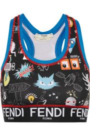 Fendi - Printed stretch-jersey sports bra at Net A Porter