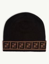 Fendi Black FF Logo Beanie at Fendi