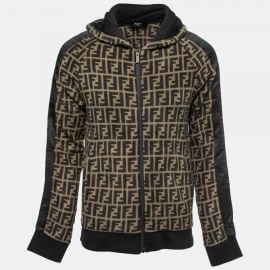 Fendi Brown FF Monogram Fleece Logo Tape Trimmed Jacket L Fendi TLC US at The Luxury Closet