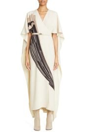 Fendi Brushstroke Print Cape Back Silk Dress at Nordstrom