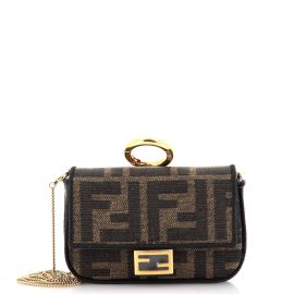 Fendi Chain Baguette Charm Bag Zucca Canvas Nano Brown 2197913 at Rebag