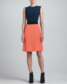 Fendi Colorblock Dress  Navy Coral at Neiman Marcus