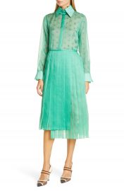 Fendi FF Karligraphy Silk Organza Long Sleeve Midi Shirtdress   Nordstrom at Nordstrom