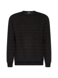 Fendi FF Motif Intarsia Crewneck Jumper at Cettire