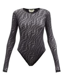 Fendi FF Vertigo Jacquard Sheer Jersey Bodysuit at Net a Porter