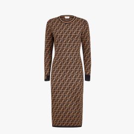 Fendi Long Sleeve Logo Cashmere Sweater Dress at Nordstrom