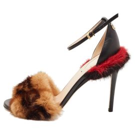 Fendi Multicolor FF Mink Fur Ankle Strap Sandals Size 38 at 1stDibs fendi fur heels brown fur heels fendi fur sandals at 1st Dibs