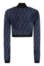 Fendi Navy BlueBlack FF Monogram Knit Crop Top S Fendi TLC US at Luxury Closet
