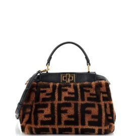 Fendi Peekaboo Bag Zucca Shearling Mini Brown 25370129 at Rebag