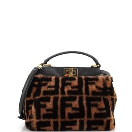 Fendi Peekaboo Bag Zucca Shearling Mini Brown 2643421 at Rebag