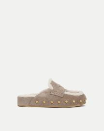 Fenix Shearling Mule in Bark at Veronica Beard
