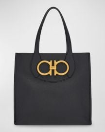 Ferragamo Gancini Maxi Leather Tote Bag at Neiman Marcus