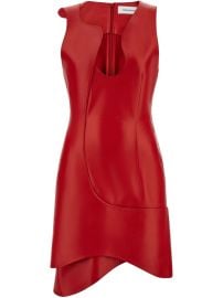 Ferragamo Leather Mini Dress Red at Farfetch