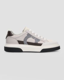 Ferragamo Menx27s Cassina Gancini Leather Low-Top Sneakers at Neiman Marcus