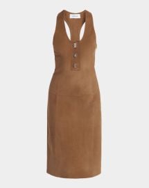 Ferragamo Nubuck Suede Sleeveless Midi Dress at Neiman Marcus