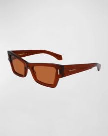 Ferragamo Rivets Acetate Cat Eye Sunglasses at Neiman Marcus