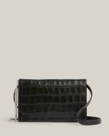 Fetch Leather Chain Crossbody Wallet BLACK CROC ALLSAINTS US at All Saints