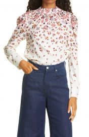 Fey Floral Stretch Silk Blouse at Nordstrom