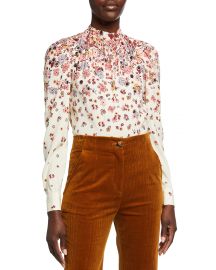 Fey Mock-Neck Floral Blouse at Neiman Marcus