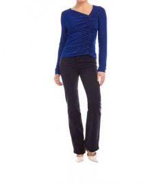 Fifteen Twenty Krissy Asymmetric Neck Top In Sapphire Blue ShopSimon at Shop Simon