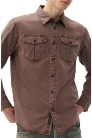 Finch Cotton & Lyocell Military Button-Up Shirt at Nordstrom