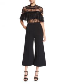 Fine Lace Wide-Leg Jumpsuit at Bergdorfgoodman