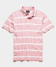 Fine Pique Stripe Polo in Pink - at Todd Snyder