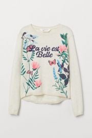 Fine-knit Patterned Sweater at H&M