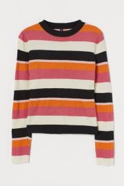 Fine-knit Top - Orangestriped - Ladies  HampM US at H&M